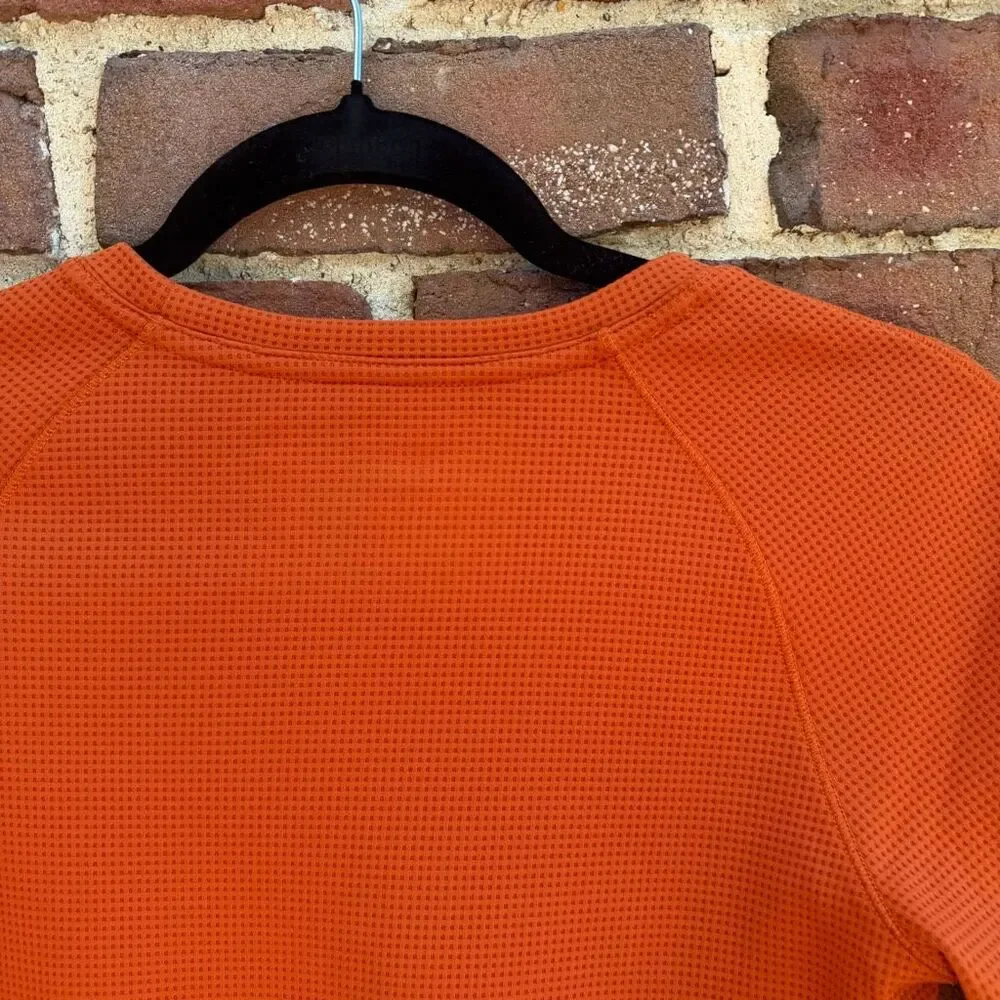 FIGS Waffle Knit Underscrub Crew Neck long sleeve orange Womens L NEW